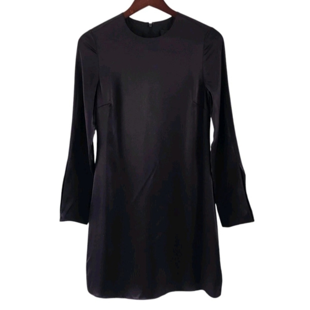 Banana Republic Black Abril Silk Mini Dress Slit Sleeves Womens Size XXS NEW - Picture 3 of 11